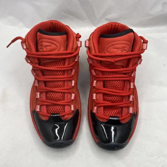 Reebok Question Mid Heart Over Hype Mens 5.5/WMNS 7 Red Black FX4015 BRED PATENT