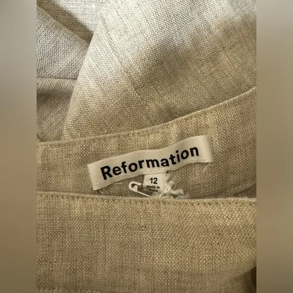 Reformation Tazz Maxi Linen Skirt in Oatmeal