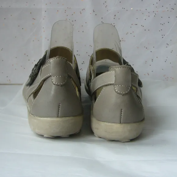Rieker Gray Leather Mary Jane Comfort Shoe 39 EUC!
