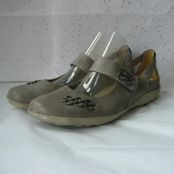 Rieker Gray Leather Mary Jane Comfort Shoe 39 EUC!