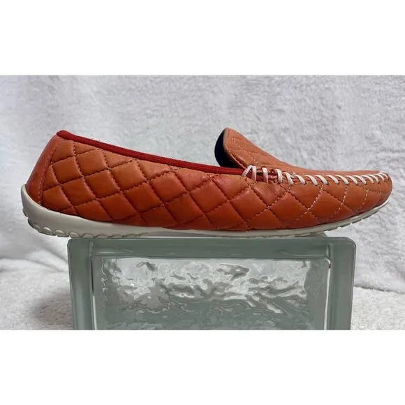 Robert Zur Orange Quana Quilted Driving Loafer Moccasins Shoes Sz 8 M