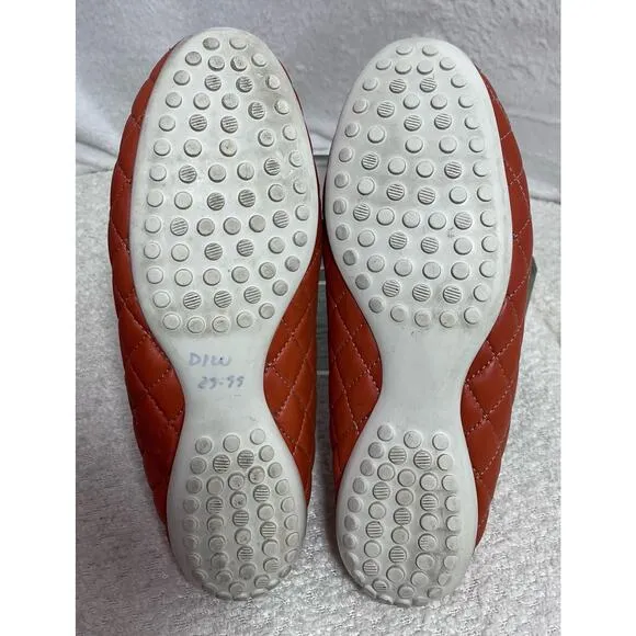 Robert Zur Orange Quana Quilted Driving Loafer Moccasins Shoes Sz 8 M