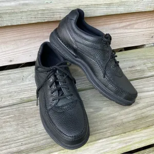Rockport Leather Oxford Black Pebbled Lace Up Walking Dress Comfort Shoes 10