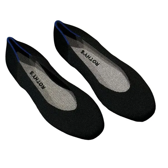 Rothy's Black Neutral The Square Flat Soft Classic Shoes Size 7.5 NWOB