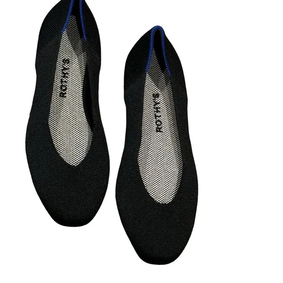 Rothy's Black Neutral The Square Flat Soft Classic Shoes Size 7.5 NWOB