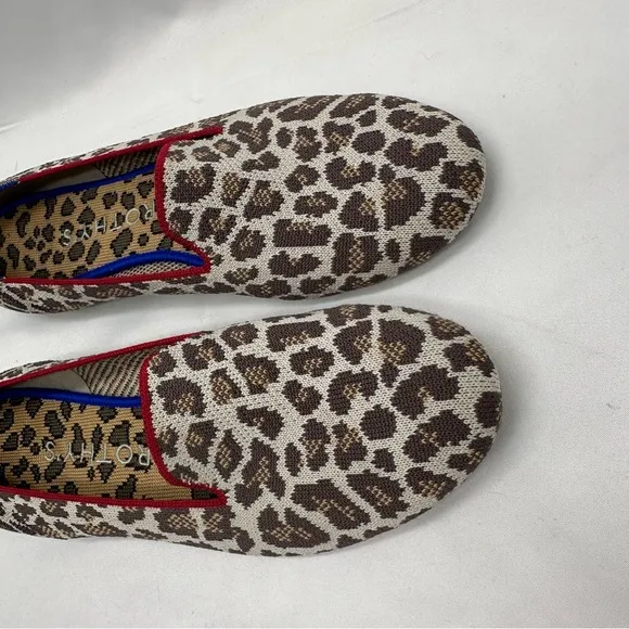 Rothy’s Loafer Flats Mocha Spot Big Cat Animal Print Comfort Shoes Size 9.5