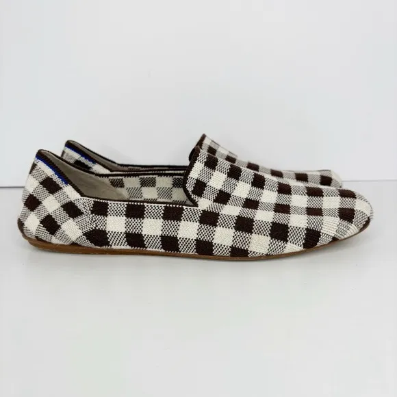 Rothy's Marta Ferri Merino Wool Loafer in Chestnut Check Size 10.5