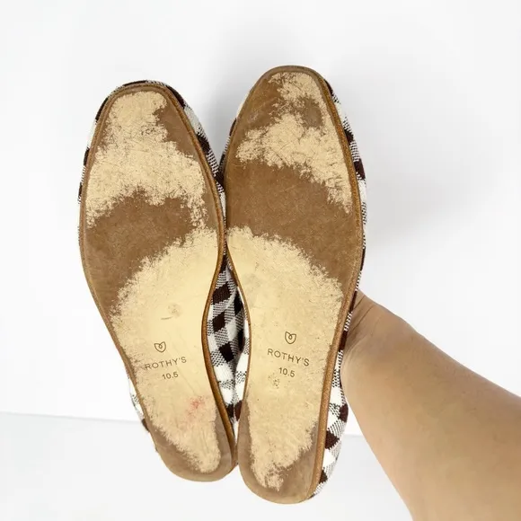 Rothy's Marta Ferri Merino Wool Loafer in Chestnut Check Size 10.5