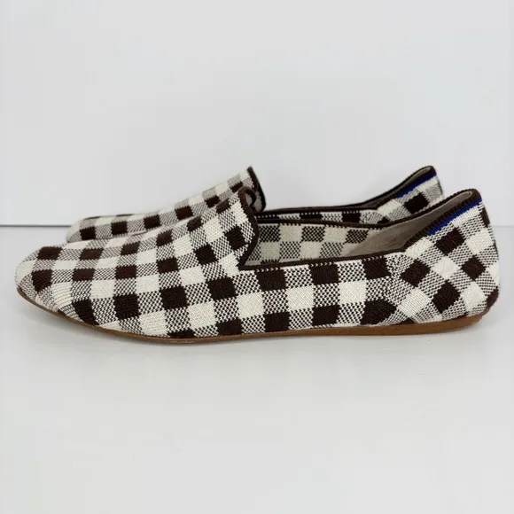 Rothy's Marta Ferri Merino Wool Loafer in Chestnut Check Size 10.5
