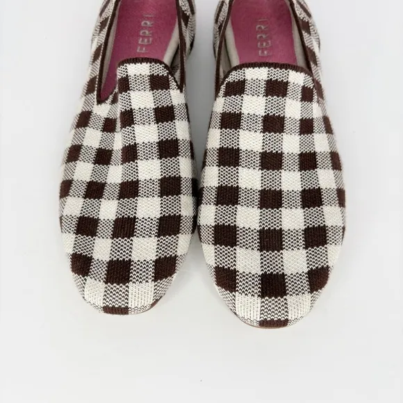Rothy's Marta Ferri Merino Wool Loafer in Chestnut Check Size 10.5