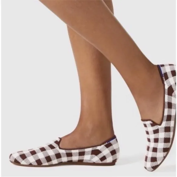 Rothy's Marta Ferri Merino Wool Loafer in Chestnut Check Size 10.5