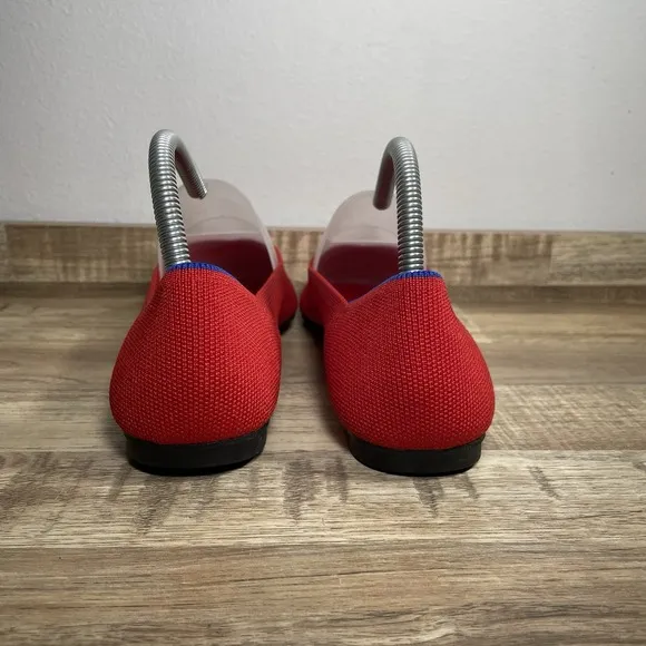 Rothy's The Flat Slip On Soft Casual Shoes Bright Red Women's 9 Knit EUC
