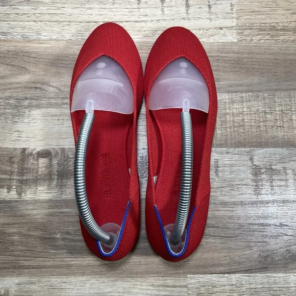 Rothy's The Flat Slip On Soft Casual Shoes Bright Red Women's 9 Knit EUC