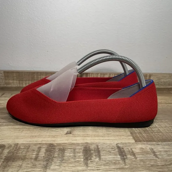 Rothy's The Flat Slip On Soft Casual Shoes Bright Red Women's 9 Knit EUC