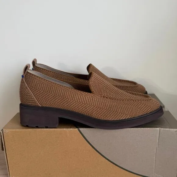 Rothy’s The Lug Loafer Merino Wool Blend ‘Teak Herringbone’ Women Shoes- SZ 10