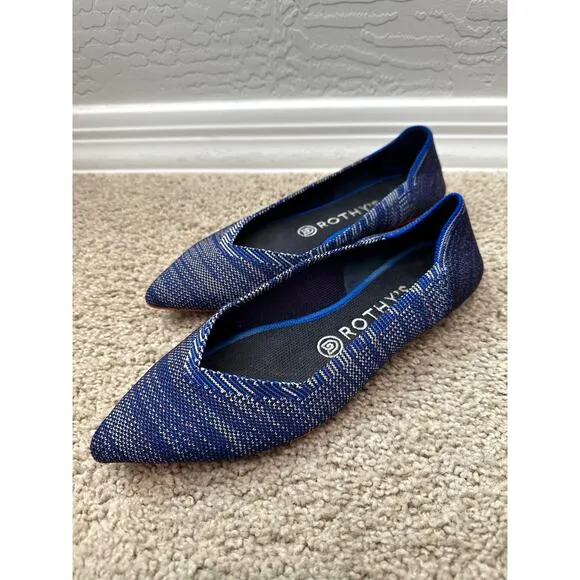 ROTHY’S | The Point Original Indigo Blue Heather Ballet Flats | Women’s 7.5