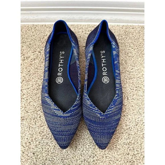 ROTHY’S | The Point Original Indigo Blue Heather Ballet Flats | Women’s 7.5