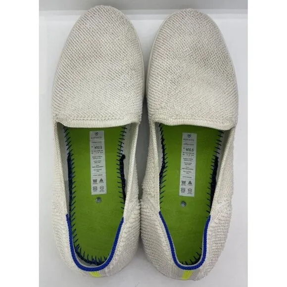 Rothy's The Sneakers Women's Size 10.5 White Terry Cloth Slip On Comfort Shoes