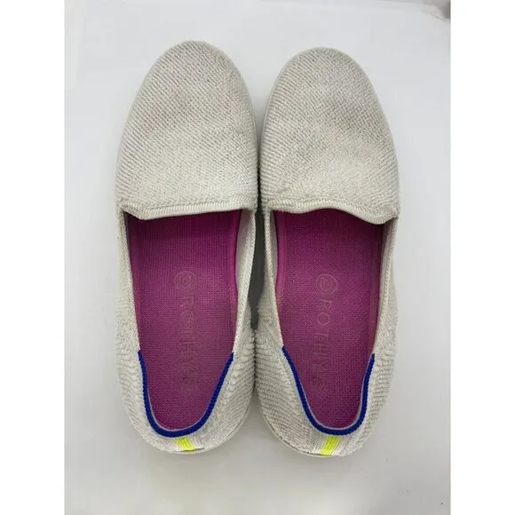 Rothy's The Sneakers Women's Size 10.5 White Terry Cloth Slip On Comfort Shoes