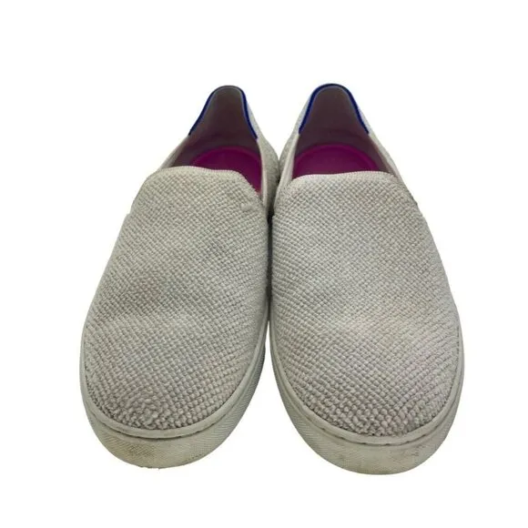 Rothy's The Sneakers Women's Size 10.5 White Terry Cloth Slip On Comfort Shoes