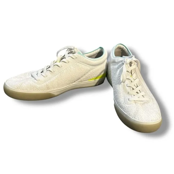 Rothys White Lace Up Terry Cloth Rubber Sole Tennis Sneaker Shoes Size 9