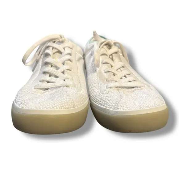 Rothys White Lace Up Terry Cloth Rubber Sole Tennis Sneaker Shoes Size 9