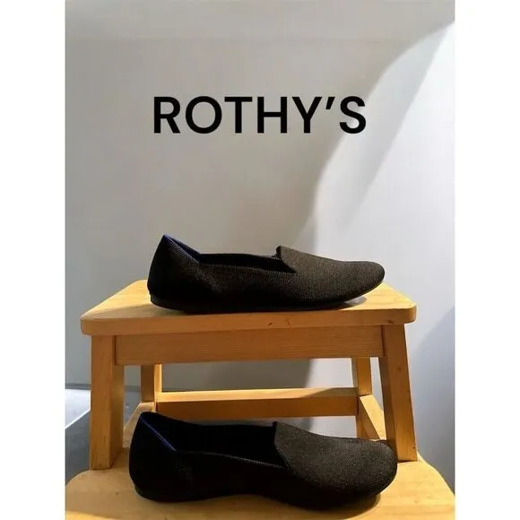 Rothy's Women's Black Blue Trim Almond Toe Loafers Slip-On Eco-Friendly