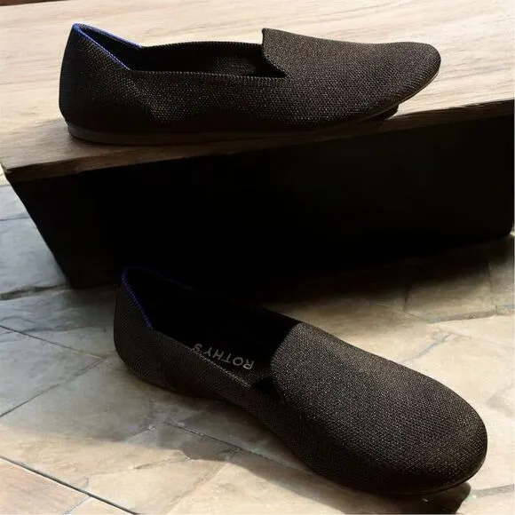 Rothy's Women's Black Blue Trim Almond Toe Loafers Slip-On Eco-Friendly