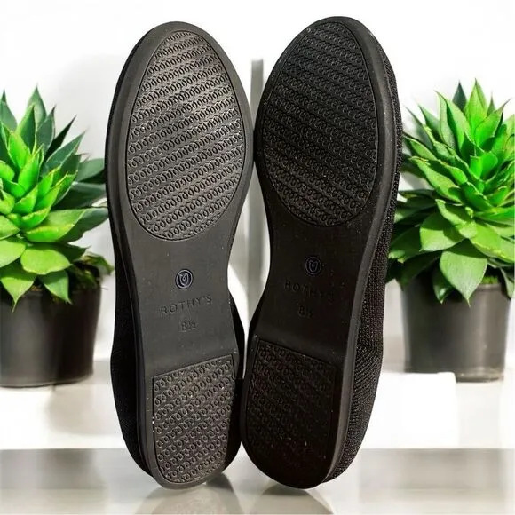 Rothy's Women's Black Blue Trim Almond Toe Loafers Slip-On Eco-Friendly