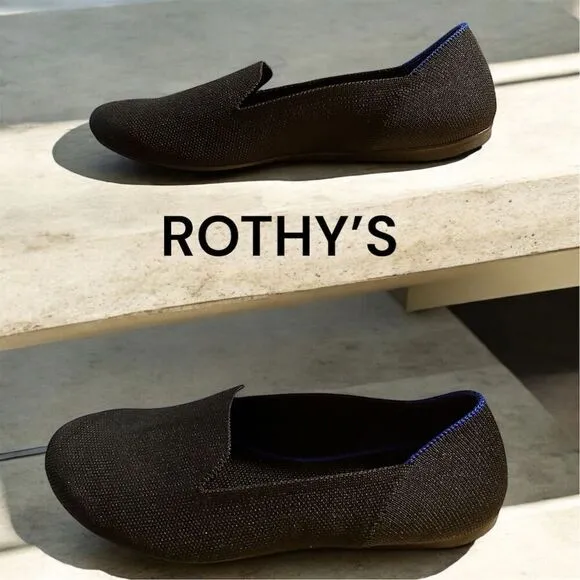 Rothy's Women's Black Blue Trim Almond Toe Loafers Slip-On Eco-Friendly