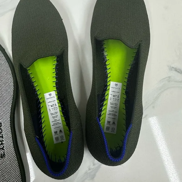 Rothy's Women's color Green olive Loafers size W 7.5