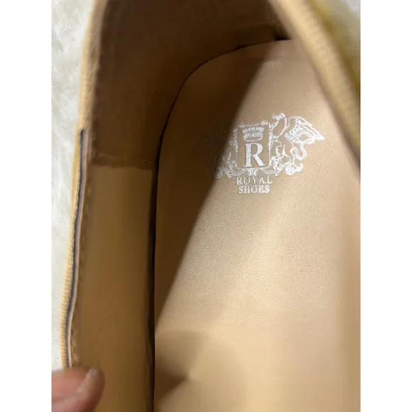 Royal Gold Velvet Dress Shoes with gold Lion Head Men Size 13