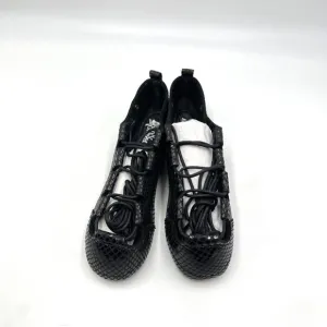Ryan &amp; O'Donnell Handcrafted Irish Soft Diamond Black Dance Shoes Ghillie's