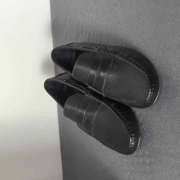 SAKS FIFTH AVENUE Men’s Black  Leather Driving Loafers Slip-on Shoes Moccasins