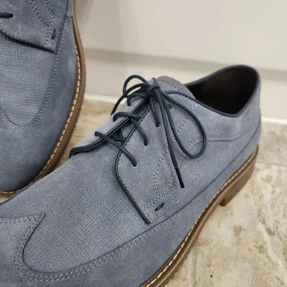 Saks Fifth Avenue Men's Gere Blue Suede Wingtip Oxford Shoes, Size: 13