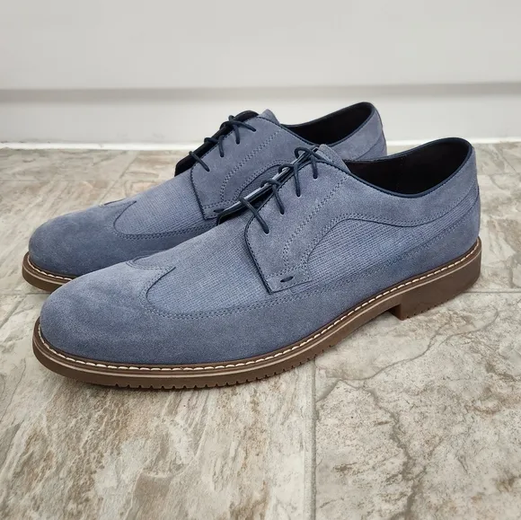 Saks Fifth Avenue Men's Gere Blue Suede Wingtip Oxford Shoes, Size: 13