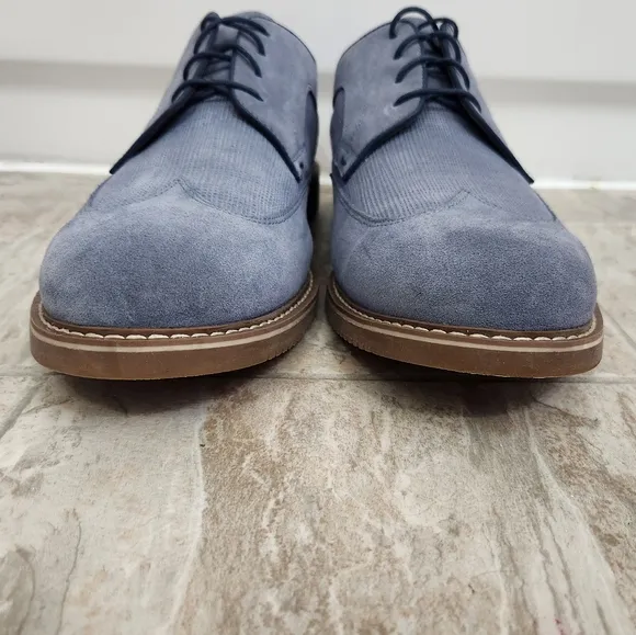 Saks Fifth Avenue Men's Gere Blue Suede Wingtip Oxford Shoes, Size: 13