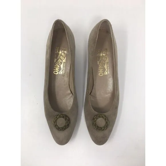 Salvatore Ferragamo Beige Savanna Printed Calf Leather‎ Suede Shoes 7AA
