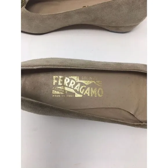 Salvatore Ferragamo Beige Savanna Printed Calf Leather‎ Suede Shoes 7AA