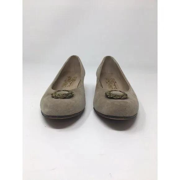 Salvatore Ferragamo Beige Savanna Printed Calf Leather‎ Suede Shoes 7AA