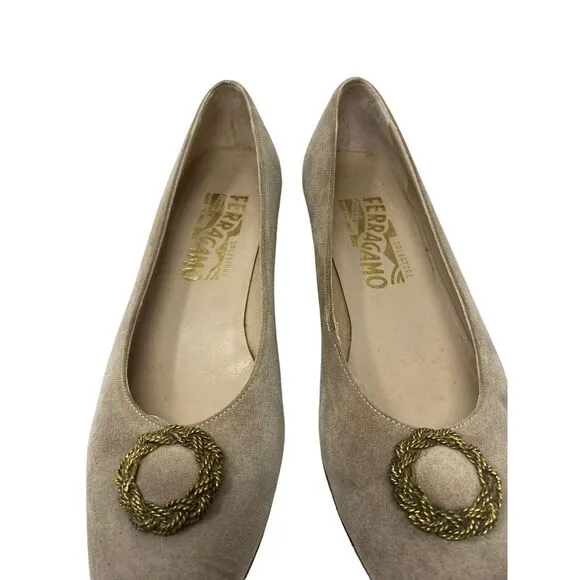 Salvatore Ferragamo Beige Savanna Printed Calf Leather‎ Suede Shoes 7AA