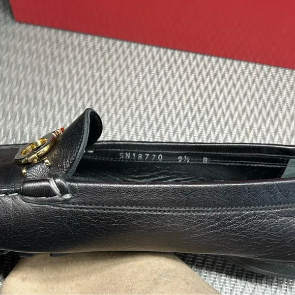 Salvatore Ferragamo Black Leather Loafers for Women