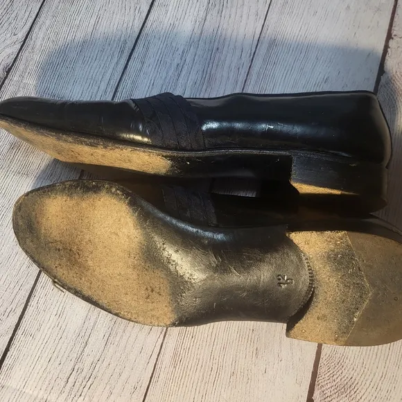 SALVATORE FERRAGAMO BLACK PATENT LEATHER TOXEDO LOAFER DRESS SHOES Size 12D