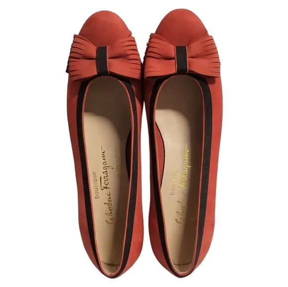 Salvatore Ferragamo Boutique Pink Suede Bow Shoes Sz 7
