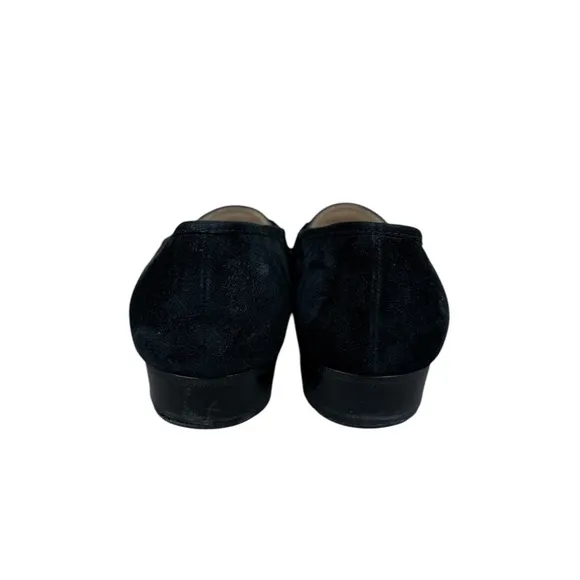 Salvatore Ferragamo Women Shoes Size 8 Gancini Black Suede Leather Loafers