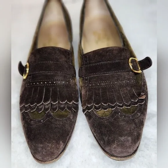 Salvatore Ferragamo Womens Sz 6 Suede Kiltie Tasseled Loafers Shoes
