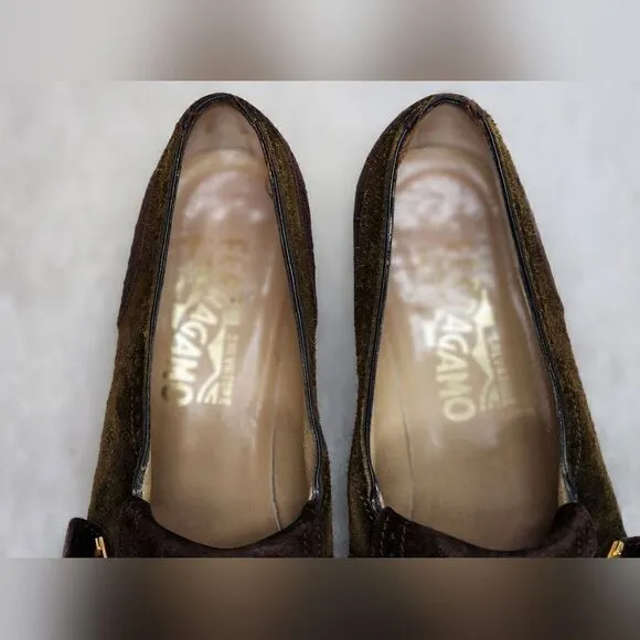Salvatore Ferragamo Womens Sz 6 Suede Kiltie Tasseled Loafers Shoes
