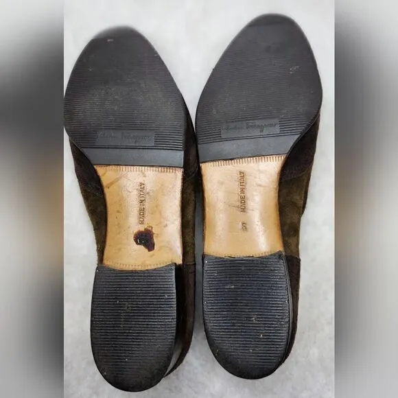 Salvatore Ferragamo Womens Sz 6 Suede Kiltie Tasseled Loafers Shoes