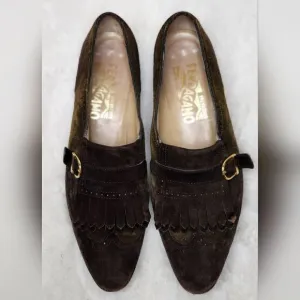 Salvatore Ferragamo Womens Sz 6 Suede Kiltie Tasseled Loafers Shoes