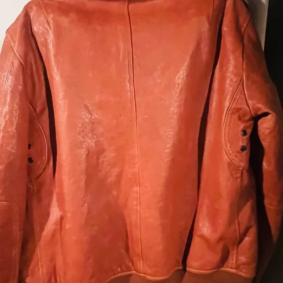 SAM. aviator bomber leather jacket brown sz M